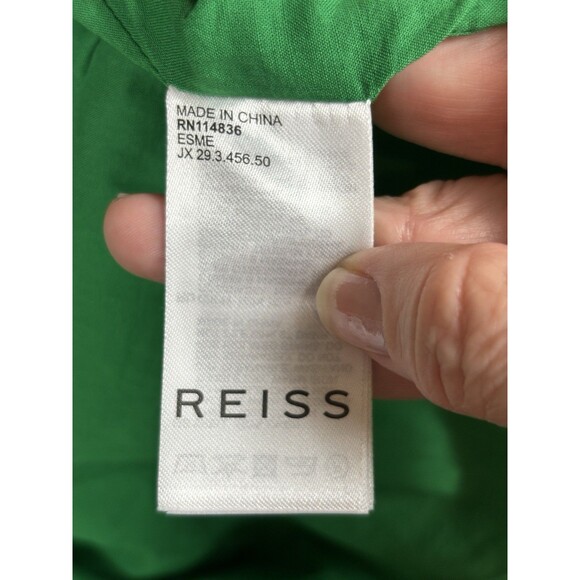 Reiss Esme Wrap Dress Bright Green Size 10 Reiss Linen Dress Bright Green Midi - Picture 6 of 14